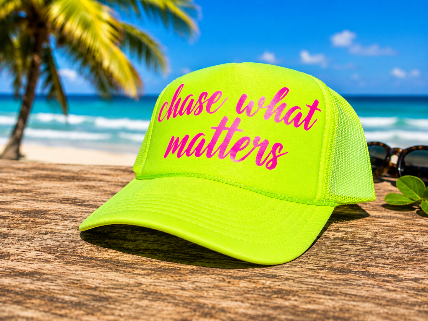 Chase What Matters™ Neon Trucker Hat