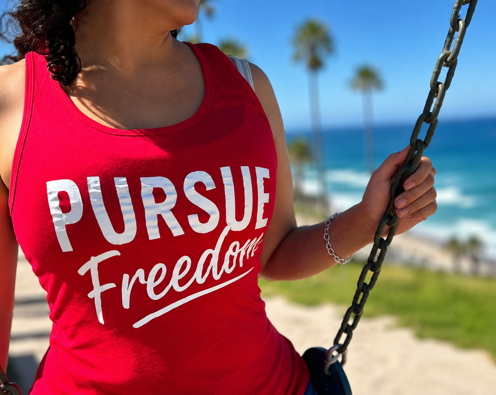 Red Pursue Freedom Women's Tank – Limited Edition Fourth of July Collection